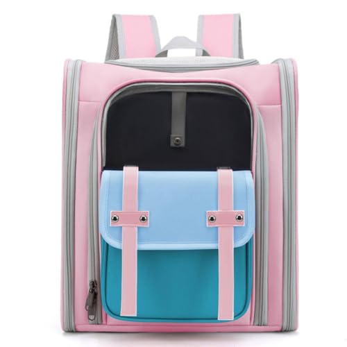 Modischer Farbblock-Haustier-Rucksack für Outdoor-Reisen, 749 (S8 Pink) von BZVCRTYKL