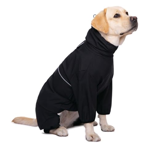 BaMfy Dog Raincoat Leichter Haustier-Regenmantel, 4-beiniger Hunde-Regenmantel mit reflektierenden Streifen, geeignet für mittelgroße bis große Hunde (Color : A2, Size : S) von BaMfy