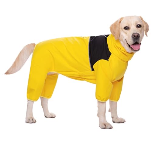 BaMfy Dog Raincoat Leichter Haustier-Regenmantel, 4-beiniger Hunde-Regenmantel mit reflektierenden Streifen, geeignet für mittelgroße bis große Hunde (Color : A3, Size : S) von BaMfy