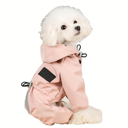 BaMfy Dog Raincoat Hunderegenmantel, wasserdichter Hunderegenmantel mit Kapuze, geeignet für kleine und mittelgroße Hunde, mit reflektierenden Streifen (Color : A1, Size : S) von BaMfy