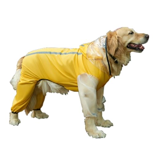 BaMfy Dog Raincoat Wasserdichter Hunderegenmantel, 4-beiniger Hunderegenmantel mit reflektierenden Streifen, geeignet für mittelgroße bis große Hunde (Color : A1, Size : 3XL) von BaMfy