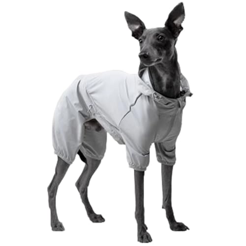 Dog Raincoat Wasserdichter Welpen-Regenmantel mit reflektierendem Band und vierbeinigem Design, Kapuze und schmal geschnittenem Umhang (Color : A1, Size : L) von BaMfy