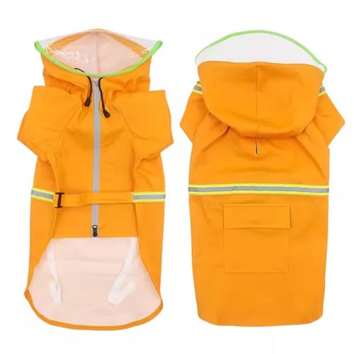 BaMfy Dog Raincoat wasserdichte Haustierkleidung, Leichter Regenmantel, Kapuzenpullover mit reflektierendem Streifenumhang, geeignet für mittelgroße bis große Hunde (Color : A4, Size : M) von BaMfy