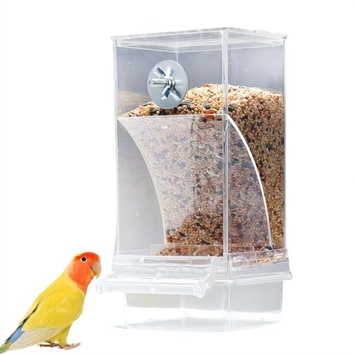 No Mess Bird Feeder, Automatic Parrot Feeder Bird Cage Accessories, Clear Sittich Seed Container Food Feeder Drinker for Cage, Nymphensittich, Fink, Lovebirds Wellensittiche, Kanarienvögel von BaYuYPOO