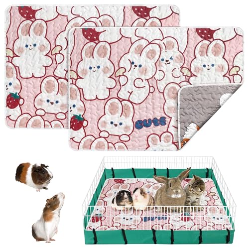 2 x große Meerschweinchen-Käfigeinlagen, 101,6 x 71,1 cm, Hamster-Pad, waschbar, luftgetrocknet, saugfähig, weiche und bequeme Matte für Kleintiere, Chinchillas, Kaninchen, Häschen von Baanfly