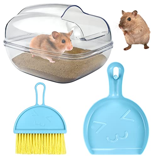 Großes Hamster Sand Badezimmer Set Kleine Tiere Sand Badewanne Behälter Badewanne Haustiere WC Waschraum Box mit Min Sand Schaufel und Besen Kreative Kunststoff Badewanne Waschbecken für Hamster von Baanfly