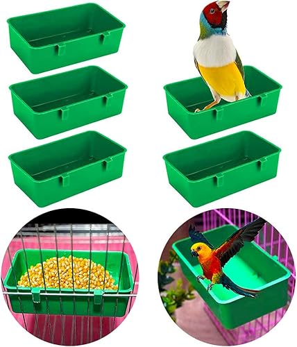 Verbesserte 5er-Pack Vogelkäfig-Becher-Futterspender-Halter, Vogel-Badewanne, Waschbecken, hängende Vogeltränke, Spielzeug für Haustiere, Papageien, Sittiche, Nymphensittiche, Wellensittichkäfig von Baanfly