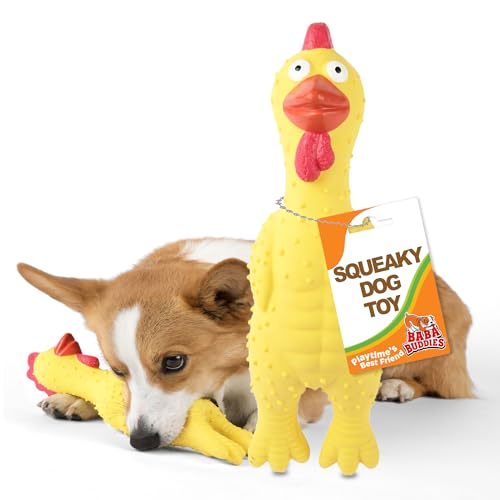 Baba Buddies Hundespielzeug Huhn aus Gummi, 100% natürliches und langlebiges Latex-Hundespielzeug, beruhigt, unterhält und fördert das Wohlbefinden, lustiges Hundespielzeug für kleine, mittelgroße und von Baba Buddies