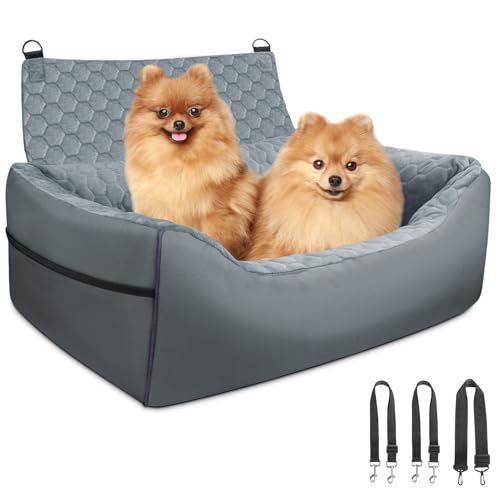 Babenest Großer Hund Autositz, Haustier Auto Booster Sitz für Mittlere Große Hunde Katzen, Hund Auto Rücksitze Reisebett mit Aufbewahrungstasche und Sicherheitsleine, Warm Plüsch Wasserdicht von Babenest