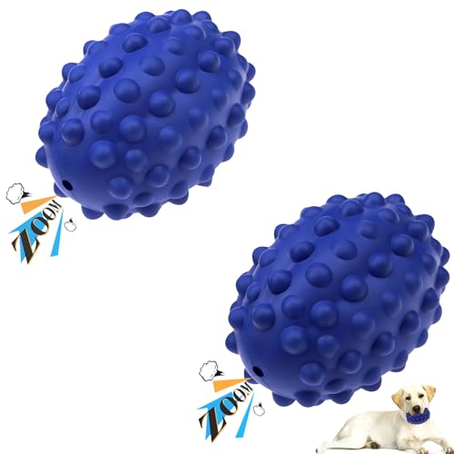 Babezdog 2 Pack Hund Kauspielzeug für Aggressive Kauer Große Rasse Ungiftig Naturkautschuk Squeaky Hundespielzeug Robuste Langlebige Welpen Zahnbürste Spielzeug, Blau von Babezdog