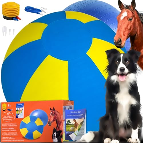 Herding Ball für Hunde, 63,5 cm, Herding Ball für australischen Schäferhund, Rinderhunde, blaue Heelers, Herding Ball Spielzeug für Pferde, Pferdeball mit kostenlosem Trainingsbuch von BabieDtOyG