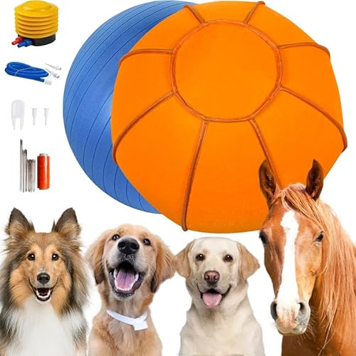 Herding Ball für Hunde, 63,5 cm Pferdeball, Jolly Ball für Pferde, große Hundebälle, Ball für Hunde, Australische Schäferhunde, Pferdespielzeug, Pferdebälle zum Spielen, Hörball (Orange, 63,5 cm) von BabieDtOyG