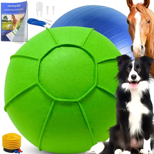 Herding Ball für Hunde, 63,5 cm Pferdeball mit Abdeckung, Hundehüttenbälle groß mit Handpumpe, Pferde-Hundespielzeug zum Spielen, Hürdenball/Hörball (61 cm) von BabieDtOyG