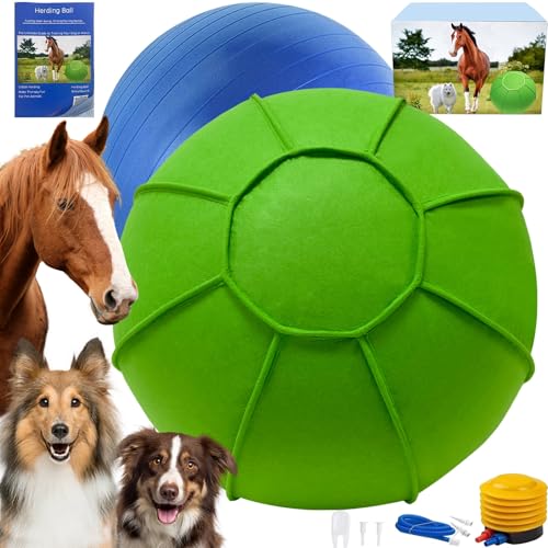 Herding Ball für Hunde, 63,5 cm, Pferdeball mit Abdeckung, Hundehüttenbälle groß mit Handpumpe, Pferde-Hundespielzeug zum Spielen, Hürdenball/Hörball (grün) von BabieDtOyG