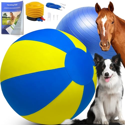 Herding Ball für Hunde, Pferdeball mit Abdeckung, 63,5 cm große Hundehüttenbälle mit Pumpe, Pferde-Hundespielzeug zum Spielen, Hürdenball/Hörball mit kostenlosem Trainingsanleitung (evtl. nicht in von BabieDtOyG