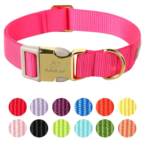 Babole Pet Nylon-Hundehalsband, verstellbar, weiches Gurtband, für kleine, mittelgroße und große Hunde, Jungen, Mädchen, Welpenhalsband mit Sicherheits-Metallschnalle, Größe M von Babole Pet