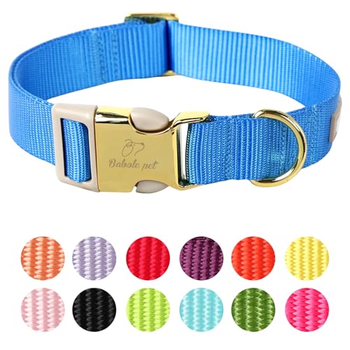 Babole Pet Hundehalsband aus Nylon, verstellbar, weiches Gurtband, für kleine, mittelgroße und große Hunde, Jungen, Mädchen, Welpenhalsband mit Sicherheits-Metallschnalle, Größe S, Blau von Babole Pet