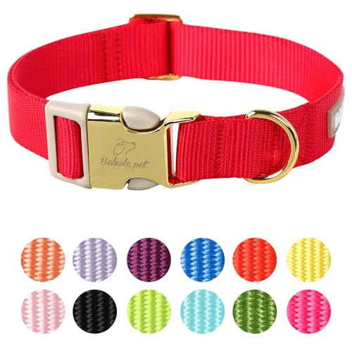 Babole Hundehalsband mit Sicherheitsschnalle aus Metall, verstellbar, weich, bequem, Nylon, für kleine, mittelgroße und große Hunde, Burgunderrot - XS von Babole Pet