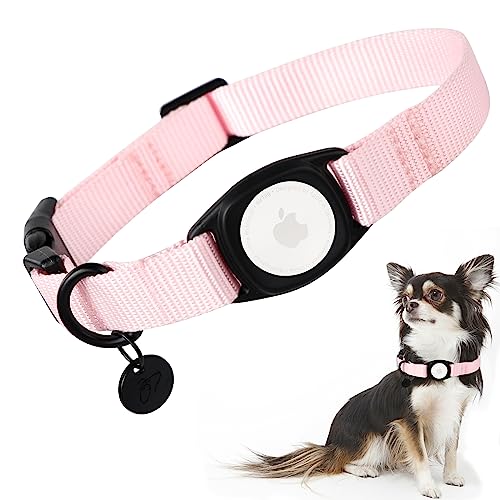 Babole Pet AirTag Hundehalsband für mittelgroße Welpen, 11 Farben, Nylon, integriertes GPS-Haustierhalsband mit robuster Schnappschnalle, Hunde-Tracker für Apple iPhone, kleine, große Jungen und von Babole Pet