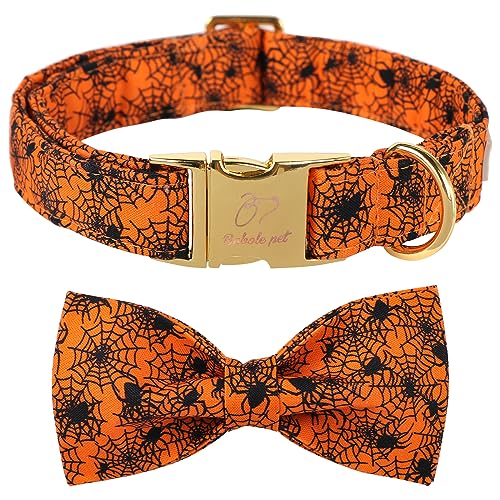 Babole Pet Halloween-Hundehalsband, Spinnennetz-Halsband für kleine, mittelgroße und große Hunde, Halloween-Fliege, Hundehalsband mit Metallschnalle, verstellbarer Halsumfang: 25,4–40,6 cm, Schwarz von Babole Pet