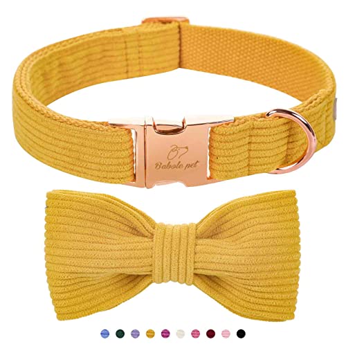 Babole Pet Hochwertiges Hundehalsband mit Fliege, doppellagiges Cord-Hundehalsband mit Sicherheits-Metallschnalle, verstellbare Welpenhalsbänder für kleine,30.5 cm, Orange von Babole Pet