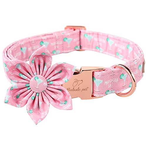 Babole Pet Hundehalsband mit Blumen-Band, Cocktail-Hundehalsband mit Sicherheits-Metallschnalle, verstellbar, Welpenhalsband für kleine, mittelgroße und große Hunde, Jungen und Mädchen, Hundehalsband, von Babole Pet