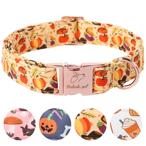 Babole Pet Hundehalsband für mittelgroße Hunde – niedliches Herbst-Festival-Halsband, verstellbar, Apfel, Kürbis, Haustier, Metallschnalle, Halsband für Welpen, Mädchen, Jungen, Hündinnen, Größe M von Babole Pet