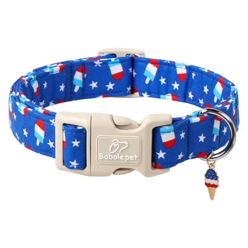 Babole Pet Hundehalsband für den 4. Juli, patriotisches Sommerhalsband für kleine und mittelgroße Hunde, verstellbar, leicht, Schnellverschluss-Schnalle, Halsband für Jungen und Mädchen, Größe M von Babole Pet