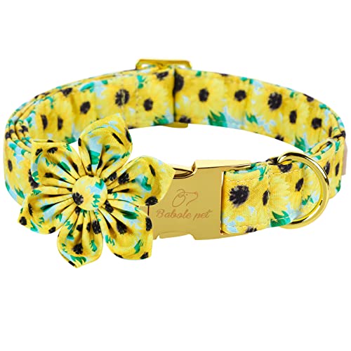 Babole Pet Hundehalsband mit Blume, gelbes Sonnenblumen-Hundehalsband mit Sicherheits-Metallschnalle, verstellbare Welpenhalsbänder für kleine, mittelgroße und große Hunde, XS, Halsumfang 20,3 cm - 38,1 cm von Babole Pet