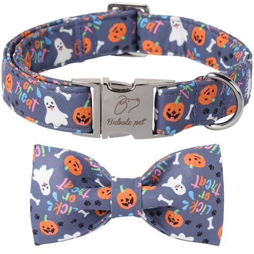 Babole Pet Hundehalsband mit Fliege, Halloween, Erntedankfest, Weihnachten, ausgefallenes Hundehalsband für Jungen und Mädchen, mit Sicherheits-Metallschnalle, verstellbar, für kleine, mittelgroße und von Babole Pet