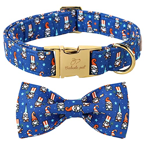 Babole Pet Hundehalsband mit Fliege, blaue amerikanische Flagge, Stern-Hundehalsband mit Sicherheits-Metallschnalle, verstellbare Welpenhalsbänder für kleine, mittelgroße und große Hunde, Jungen und Mädchen, Geschenk, XL-Halsumfang 40,6 cm - 66 cm von Babole Pet