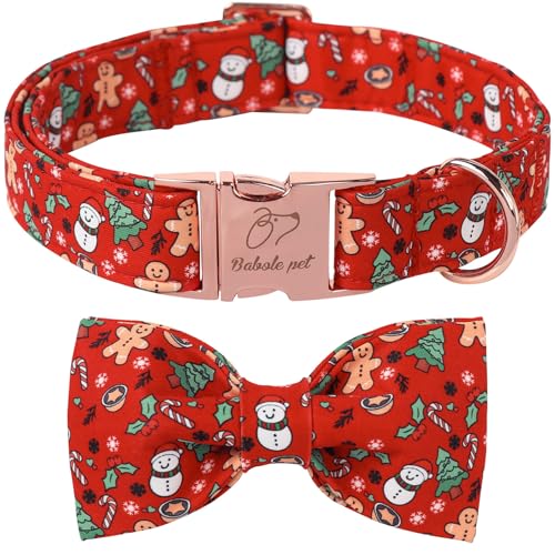 Babole Pet Hundehalsband mit niedlicher Fliege, für Mädchen, weibliches Hundehalsband mit Sicherheits-Metallschnalle, weich, verstellbar, für kleine, mittelgroße und große Welpen, Jungen, Rot, von Babole Pet