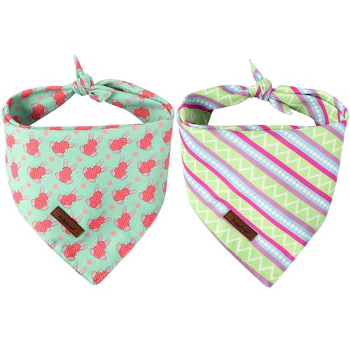 Babole Pet Hundehalstücher für Ostern, Haseneier und Eier, gestreift, für Jungen und Mädchen, niedliches Urlaubstuch, Bandana für Welpen, kleine Hunde und Katzen, 2 Stück von Babole Pet