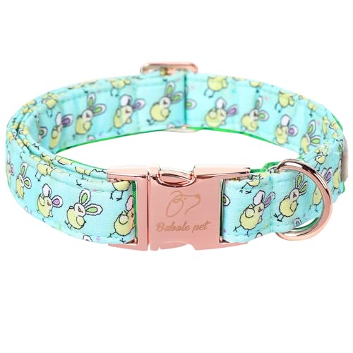 Babole Pet Oster-Hundehalsbänder für große Hunde, verstellbar, Mintgrün, Küken, Osterhalsband, weich gepolstert, Haustier-Metallschnalle, Halsband für Jungen und Mädchen, Größe XL von Babole Pet