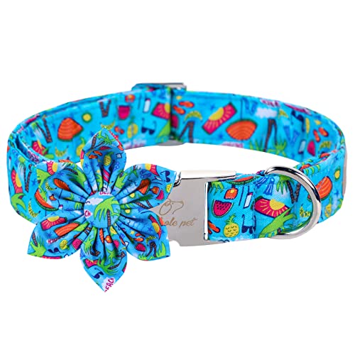 Babole Pet Sommer-Hundehalsband, Blumenkrawatte, Meer, Strand, Banane, Ananas, Hundehalsband mit Sicherheits-Metallschnalle, verstellbare Welpenhalsbänder für kleine, mittelgroße und große Hunde, XS, Halsumfang 20,3 cm - 30,5 cm von Babole Pet