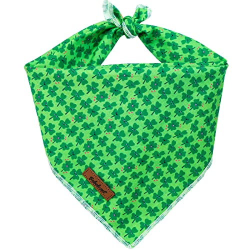 Babole Pet St. Patrick's Day Hundehalstuch, 1 Stück, niedliches grünes Kleeblatt, waschbar, quadratisch, für kleine, mittelgroße und große Hunde, Lätzchen, Schals für Mädchen und Jungen (S) von Babole Pet