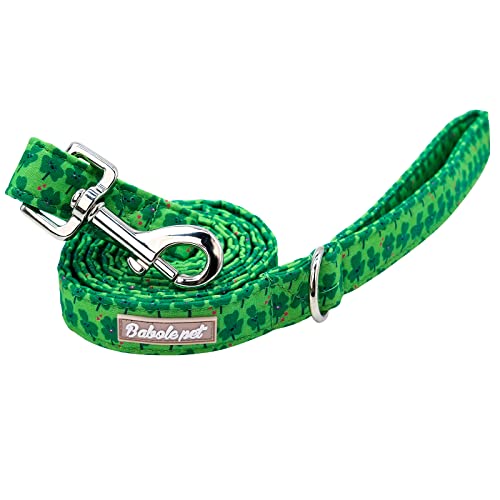 Babole Pet St. Patrick's Day Hundeleine, langlebige, handgefertigte Hundeleinen mit weichem Griff, manuelle Hundeleinen, passende niedliche grüne Kleeblatt-Hundehalsbänder für kleine, S, Länge 135 cm von Babole Pet