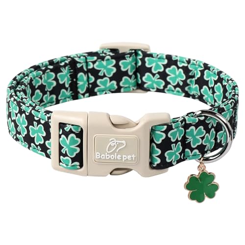 Babole Pet St. Patrick's Day Kleeblatt-Hundehalsband, verstellbares süßes Trefoil Hundehalsband mit Schnellverschluss-Schnalle aus Kunststoff für Mädchen und Jungen, Größe XS von Babole Pet