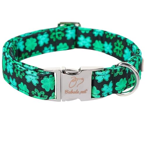 Babole Pet St. Patrick's Day Kleeblatt-Hundehalsband, weiche Baumwolle, mit Sicherheits-Metallschnalle, verstellbar, für kleine, mittelgroße und große Jungen und Mädchen, tolles Geschenk, Größe XL, von Babole Pet