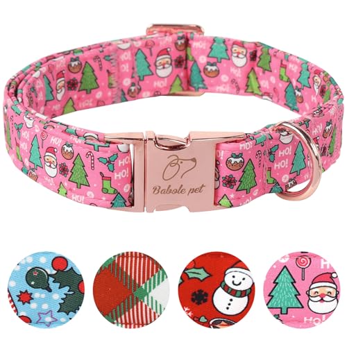 Babole Pet Weihnachts-Hundehalsband für große Hunde – niedliches Winter-Festival-Halsband, verstellbar, Weihnachtsmann, Haustier, Metallschnalle, Halsband für Welpen, Mädchen, Jungen, Hündinnen, Größe von Babole Pet