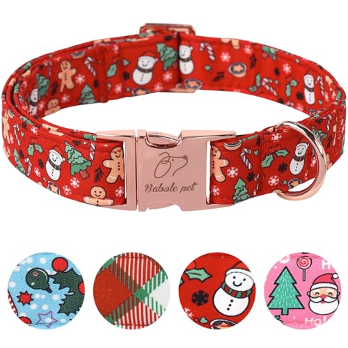 Babole Pet Weihnachts-Hundehalsband für große Hunde – niedliches Winter-Festival-Halsband, verstellbar, rot, Weihnachts-Haustier-Metallschnalle, Halsband für Welpen, Mädchen, Jungen, Hündinnen, Größe von Babole Pet