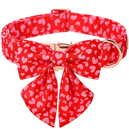 Premium Valentinstag Hundehalsband Krawatte Babole Haustier Rosa Rot Love Rüden Hundehalsband mit Sicherheits-Metallschnalle, verstellbare Welpenhalsbänder für kleine, S-Halsumfang 25.4 cm,40.6 cm von Babole Pet