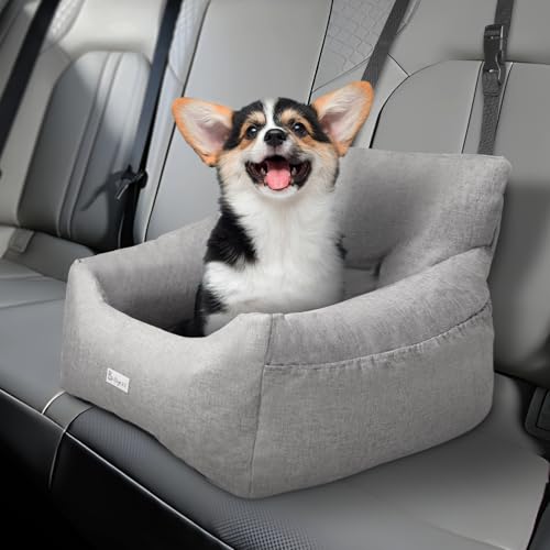 Hunde Autositz für kleine Hunde, Haustier Reise Booster Sitz Hund Autositz Abnehmbare und waschbare Hunde Autositze Klein unter 25, Weiche Hunde Booster Sitze mit Aufbewahrungstaschen, Hund Auto von Babyezz