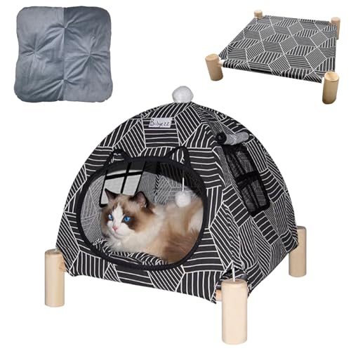 Katze und Hundehängematte, Haustier Tipi Haus, Abnehmbares Tragbares Indoor/Outdoor Haustierbett, Geeignet für Katzen und kleine Hunde (Black Diamond Tipi House) von Babyezz