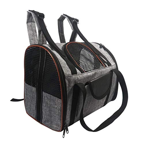 Backbayia 2-in-1 Haustier Transporttasche Autositz Hundetasche Katzentasche Tragetasche für Hunde und Katzen (Grau Braun) von Backbayia