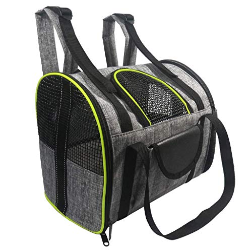 Backbayia 2-in-1 Haustier Transporttasche Autositz Hundetasche Katzentasche Tragetasche für Hunde und Katzen (Grau Grün) von Backbayia