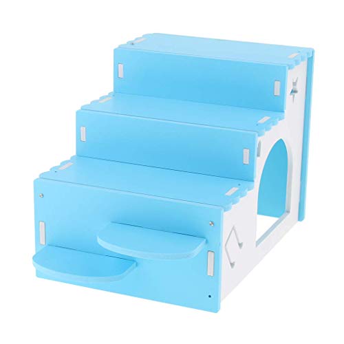 Backbayia 22 x 16 x 16,5 cm Hütte Villa Spielzeug Hamster Kleine Treppe Nest für Kaninchen Ratten Eichhörnchen (blau) von Backbayia