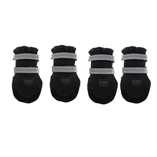 Backbayia 4 Stück Welpenstiefel, rutschfest, warm, reflektierende Schuhe für Hunde (XXXS, Schwarz) von Backbayia