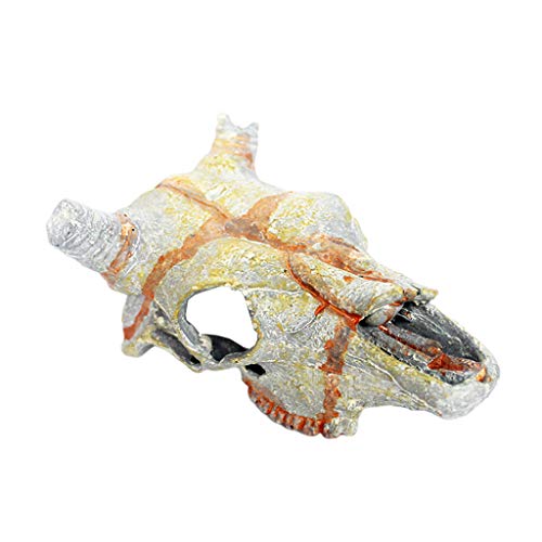 Backbayia Harz Realistische Schädel Modell Fisch Reptilien Versteck Höhle Aquarium Terrarium Ornament (Typ 1) von Backbayia