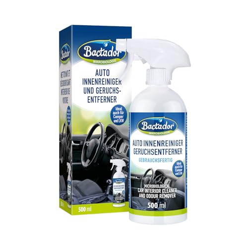 Bactador Auto Innenreiniger und Geruchsentferner Spray 500 ml - Mikrobiologischer Auto Innenraum Reiniger & Geruchsentferner - Zuverlässig bei Haustiergerüchen - Materialschonend von Bactador